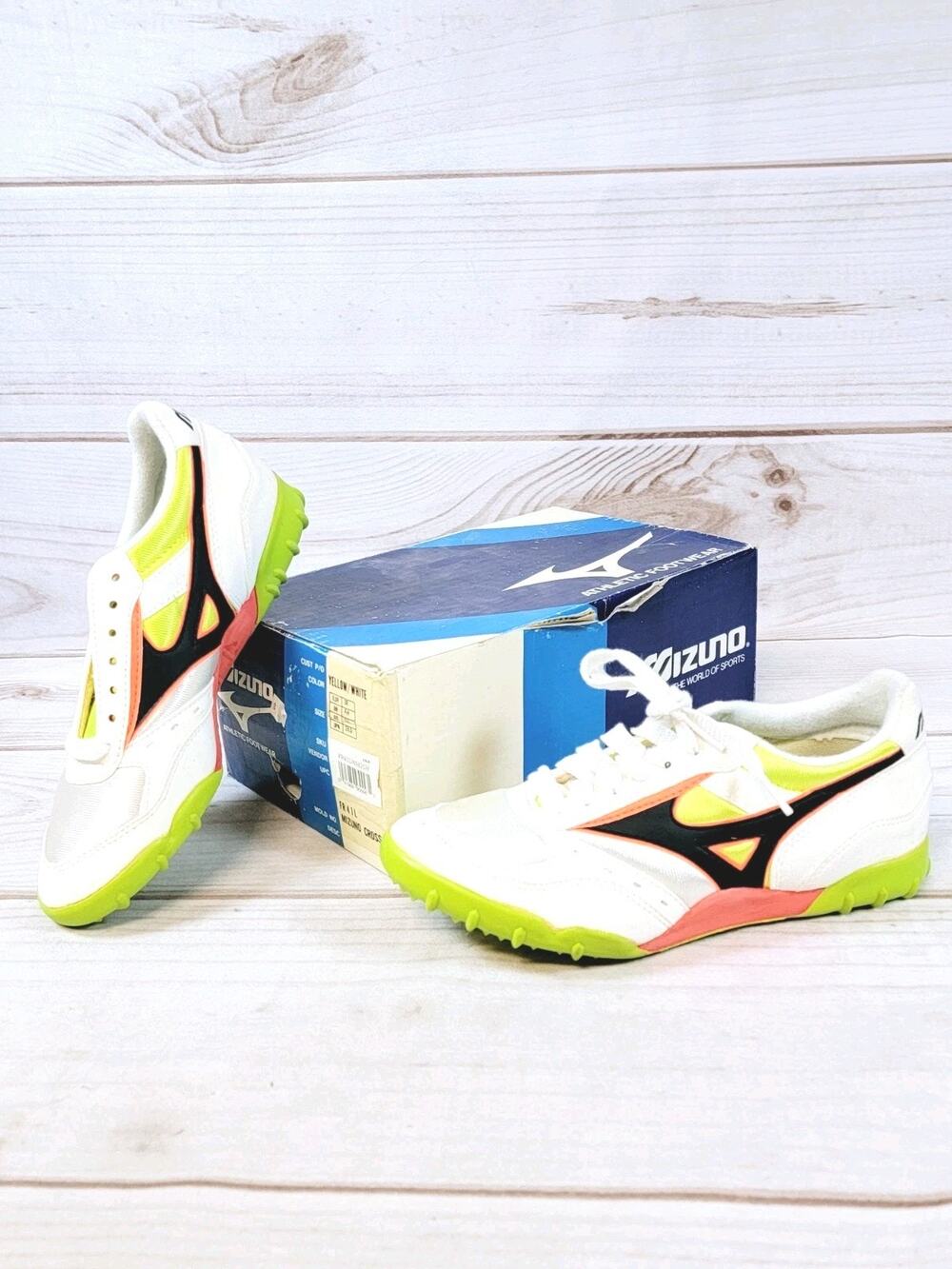 Vintage Mizuno Cross Mens 5.5 Womens 7 Track & Field Shoes White Yellow NEW